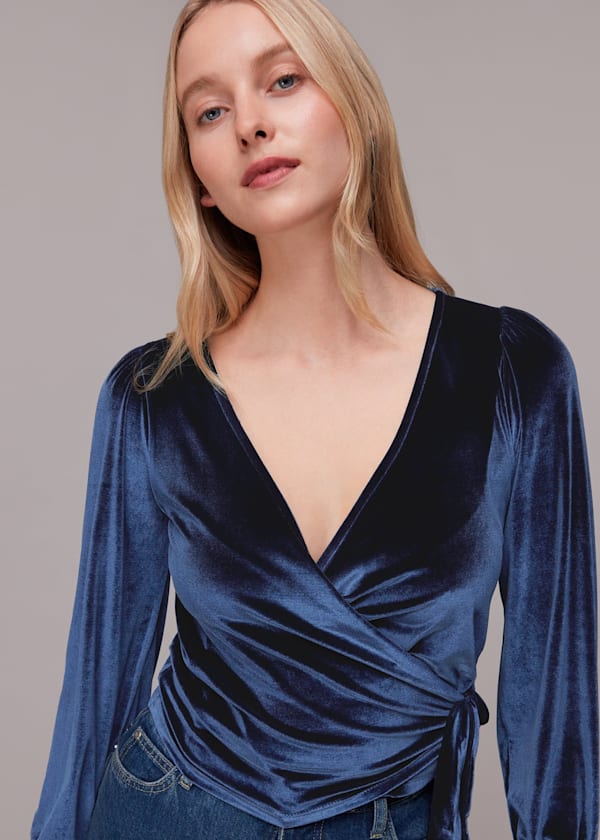 Velvet V Neck Wrap Top