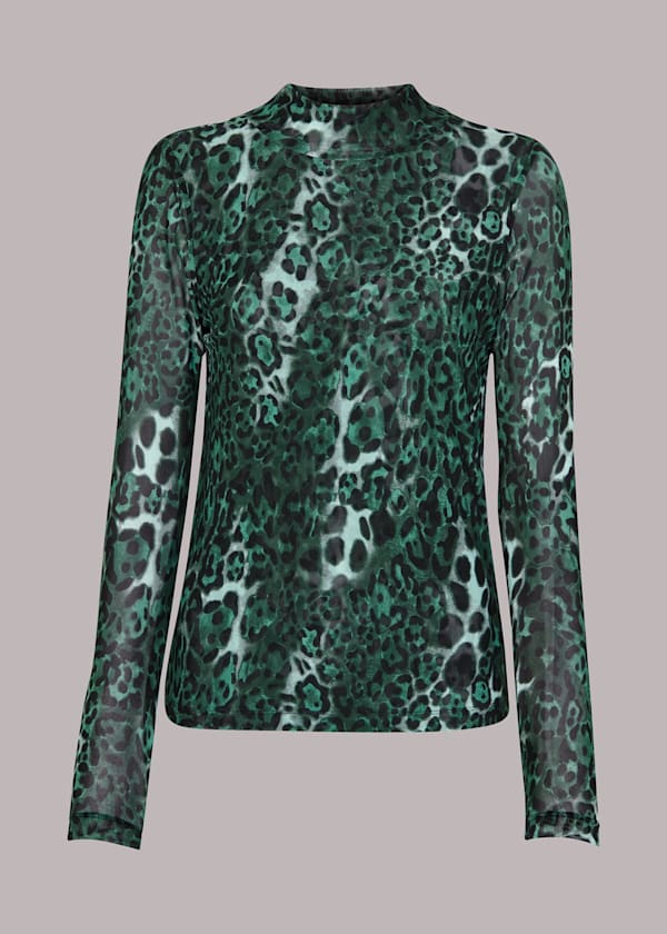 Green Night Cat Mesh Top
