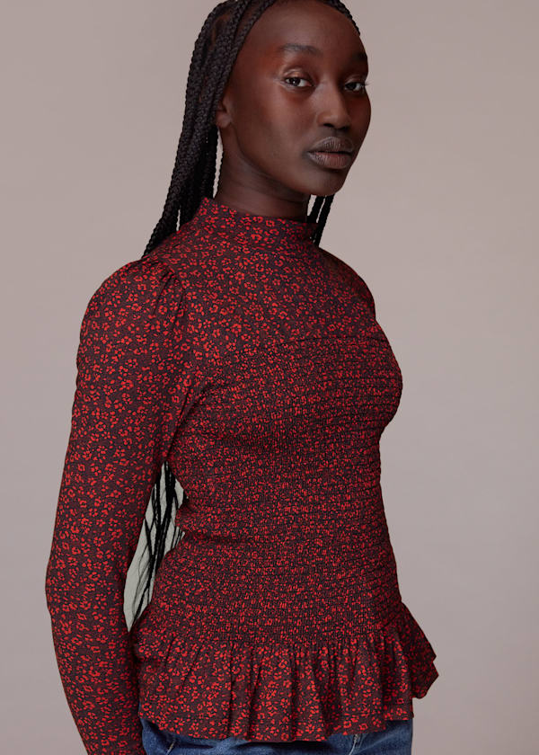 Multicolour Pansy Dot Shirred Top