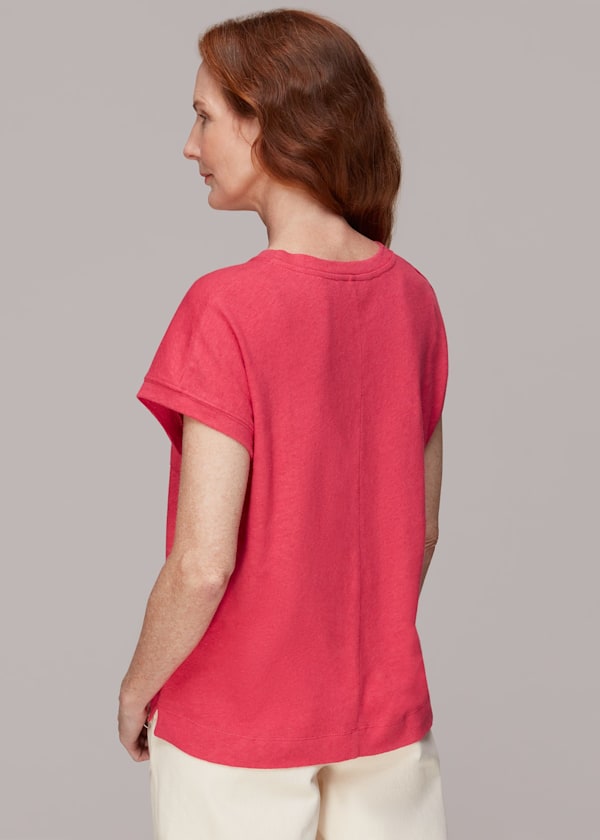 Pink Ember Linen Mix Pocket Tee