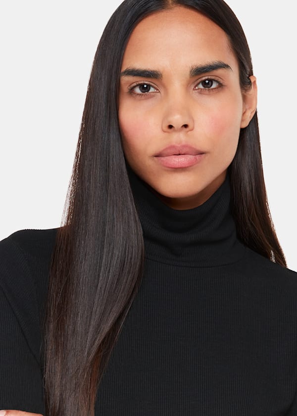 Black Essential Ribbed Polo