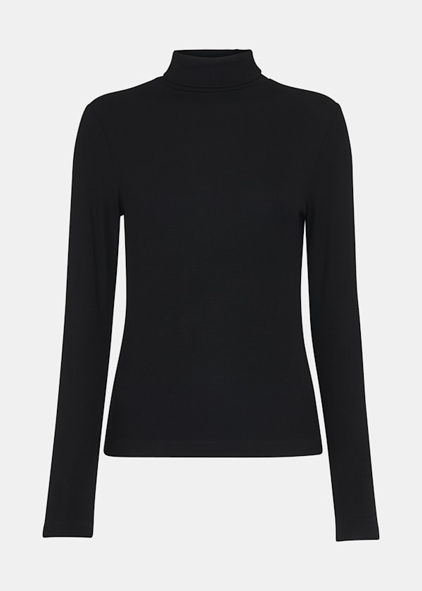 Black Essential Ribbed Turtleneck