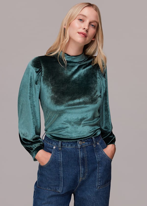 High Neck Velvet Top