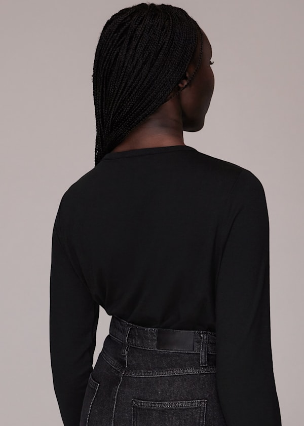 Black Long sleeve Keyhole Top