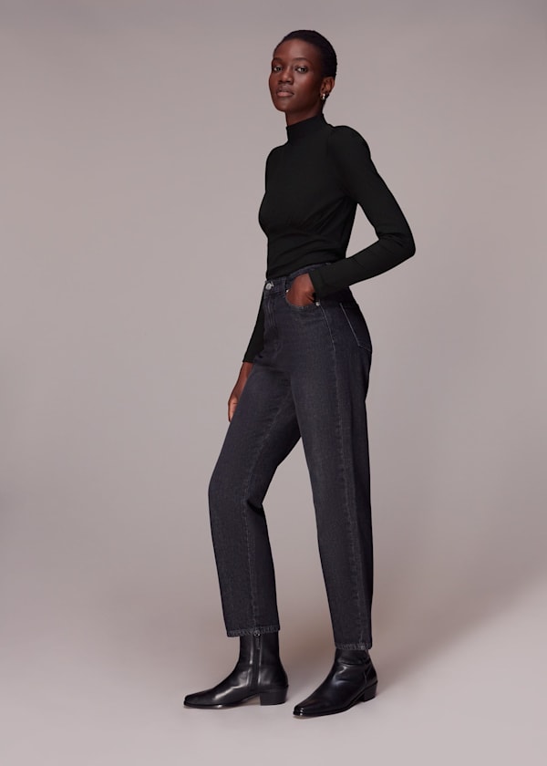 Black Gathered Bust Top