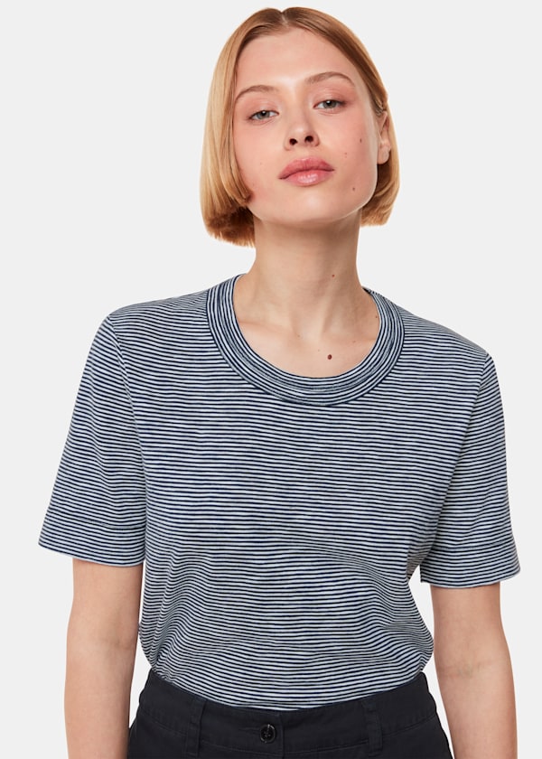 Navy Rosa Double Trim Stripe TShirt