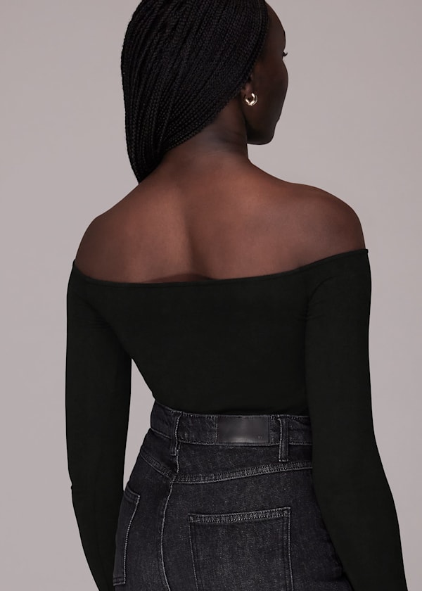 Black Bandeau Long Sleeve Top