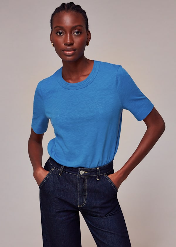 Blue Rosa Double Trim T Shirt