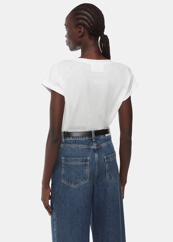 White Wilma Scoop Neck T-Shirt
