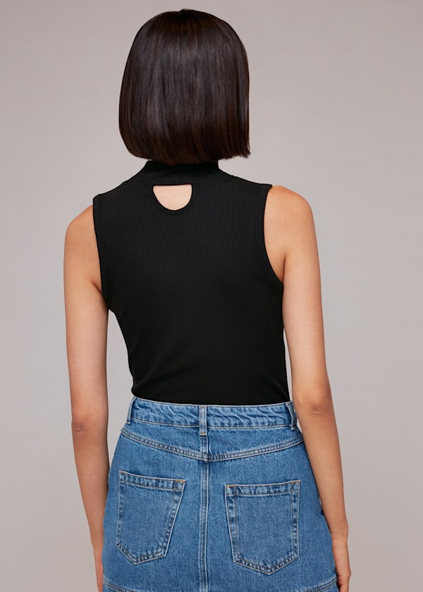 Black Ribbed Keyhole Tank