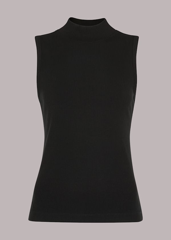 Black Ribbed Keyhole Tank