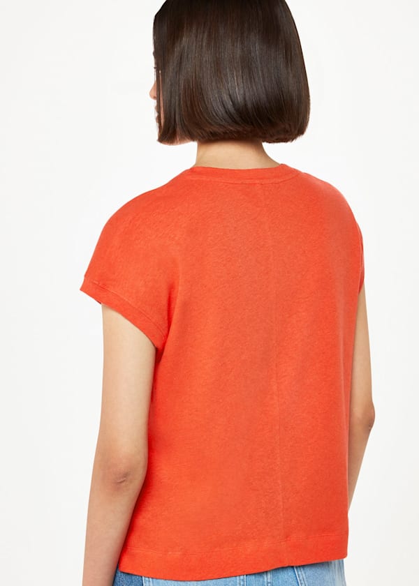 Red Ember Linen Mix Pocket Tee