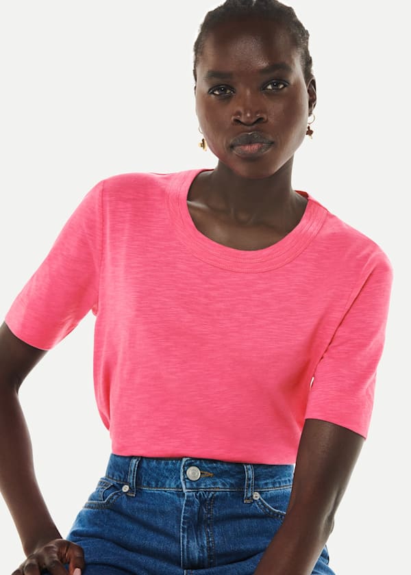 Fuchsia Rosa Double Trim T Shirt