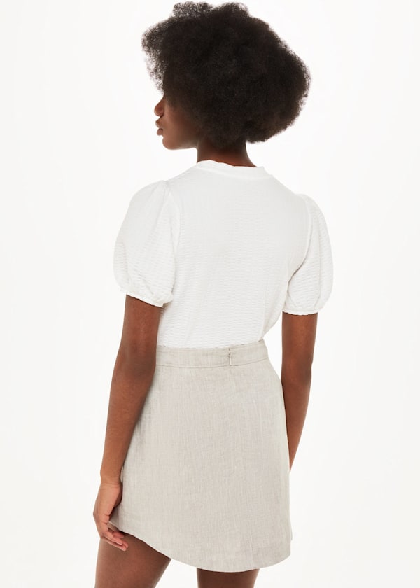 White Texture Puff Sleeve Top