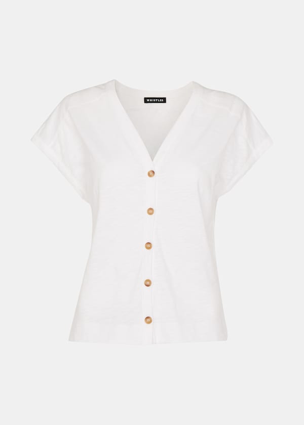 White Aubrie Button Through Top
