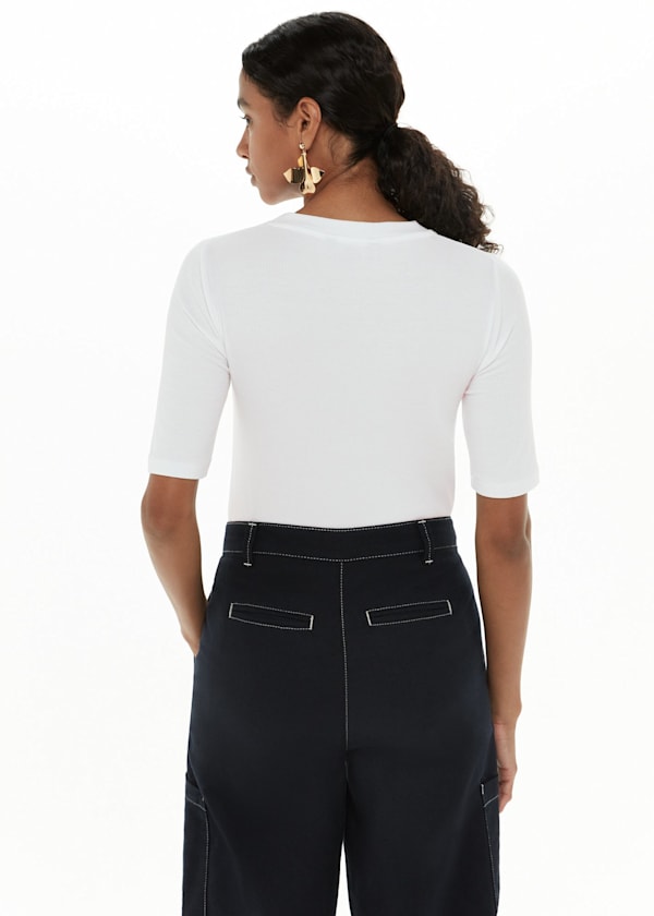White Essential Ribbed T-Shirt