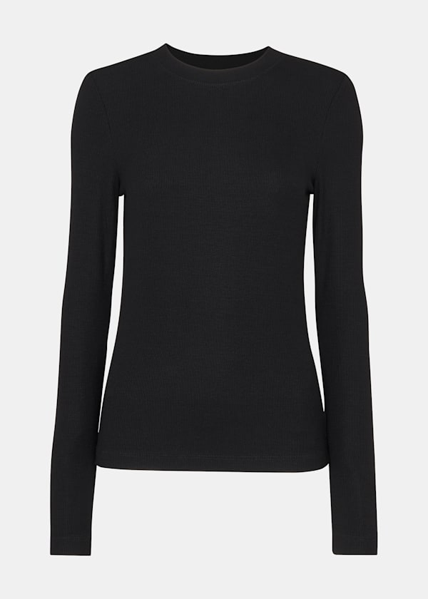 Black Essential Ribbed Crew