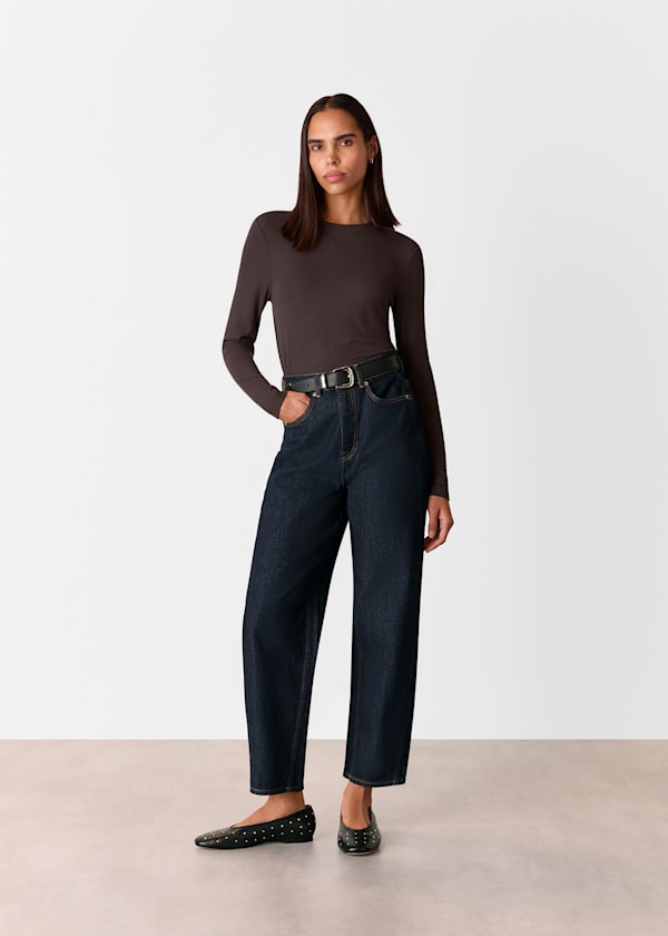 Brown Essential Ribbed Crew