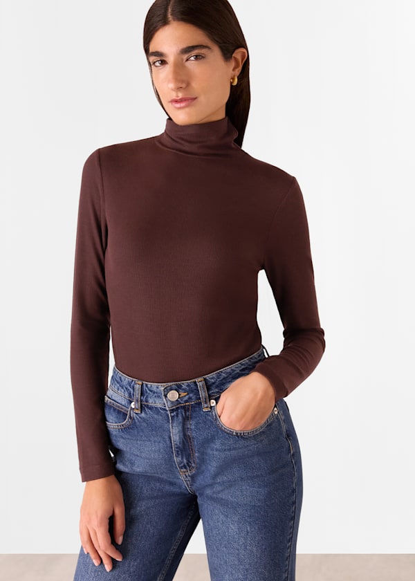 Burgundy Essential Ribbed Turtleneck