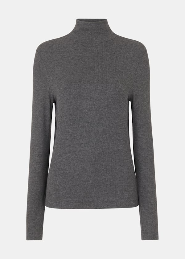 Dark Grey Essential Ribbed Turtleneck