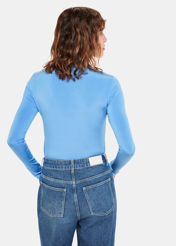 Pale Blue Slinky High Neck Top