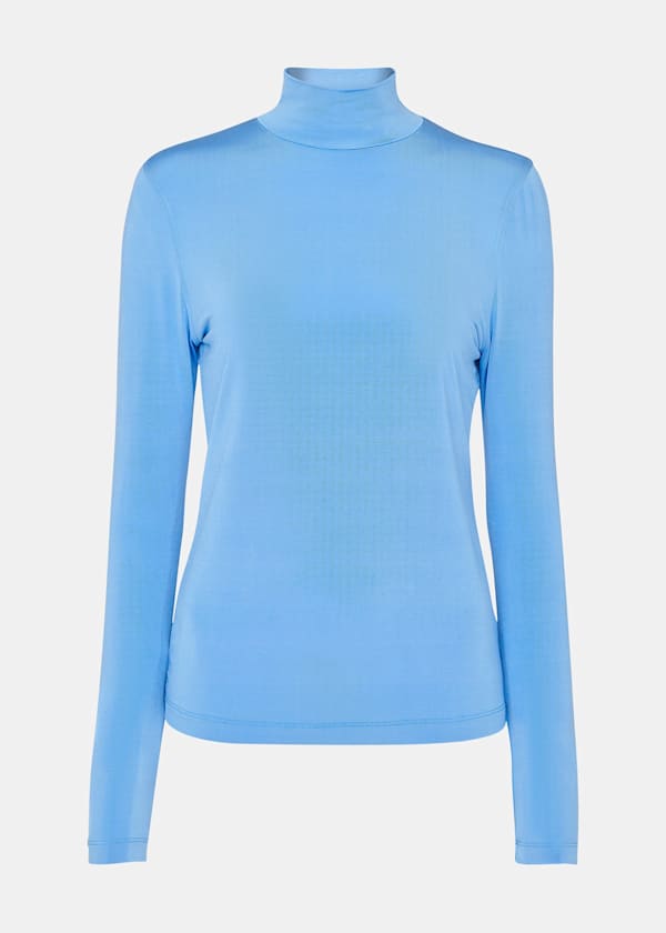 Pale Blue Slinky High Neck Top