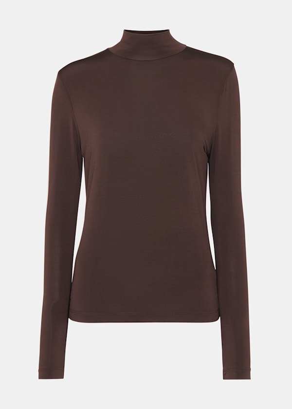 Chocolate Slinky High Neck Top