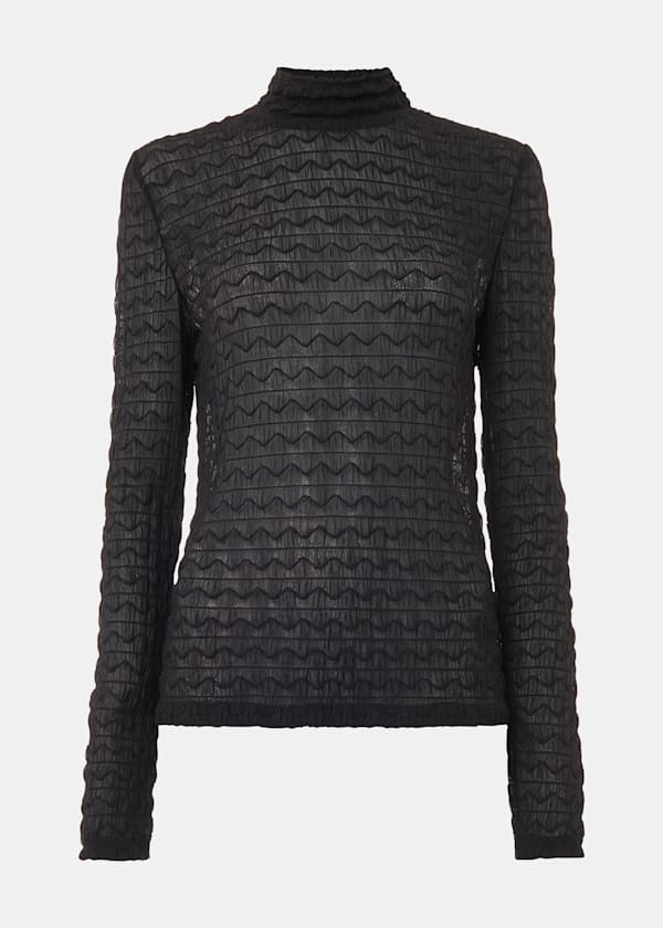 Black Texture Ruched Top