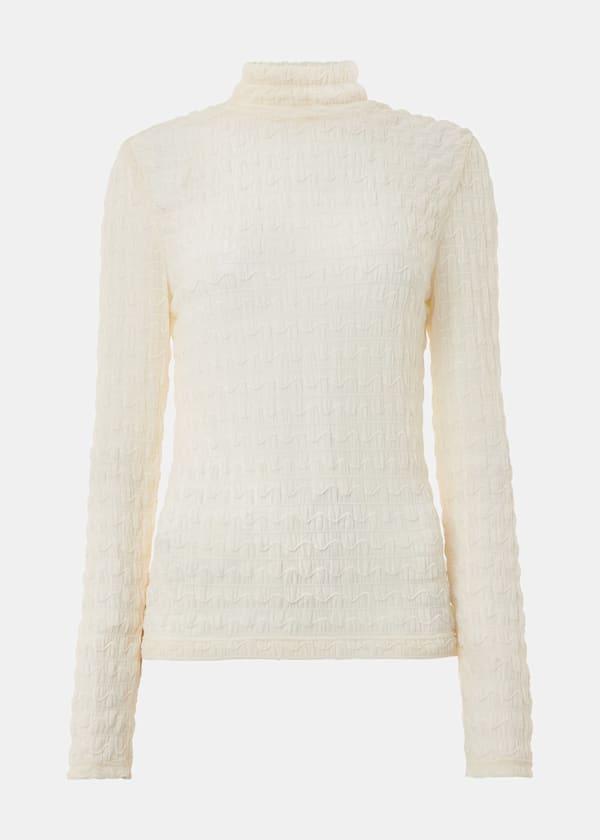 White Texture Ruched Top