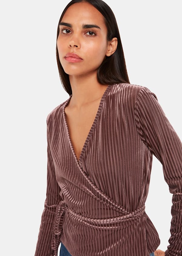 Chocolate Velvet Stripe Wrap Cardigan