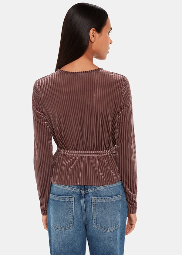 Chocolate Velvet Stripe Wrap Cardigan