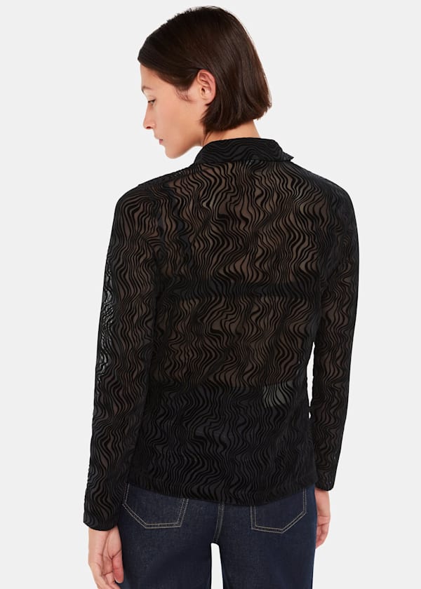Black Squiggle Mesh Shirt