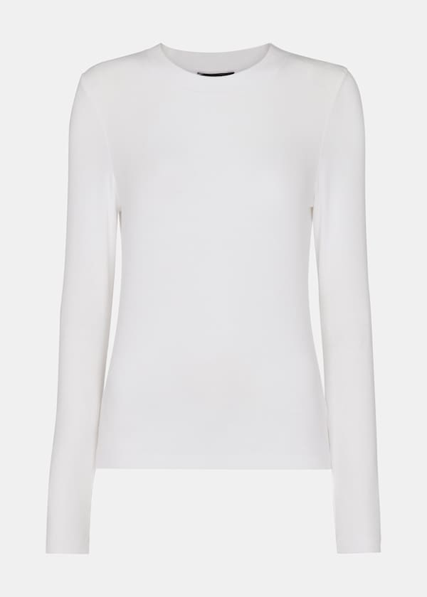 White Essential Ribbed Crew