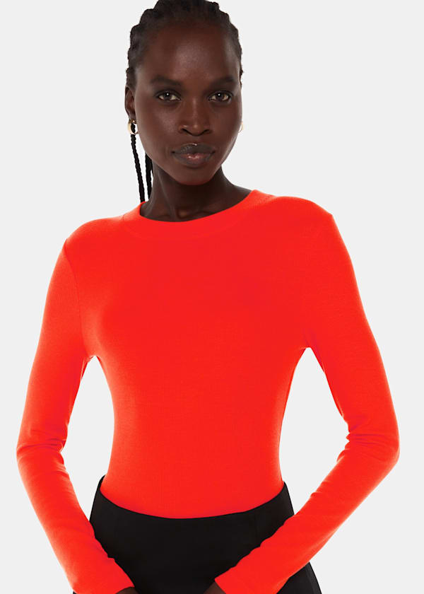 Red Essential Ribbed Crew Neck