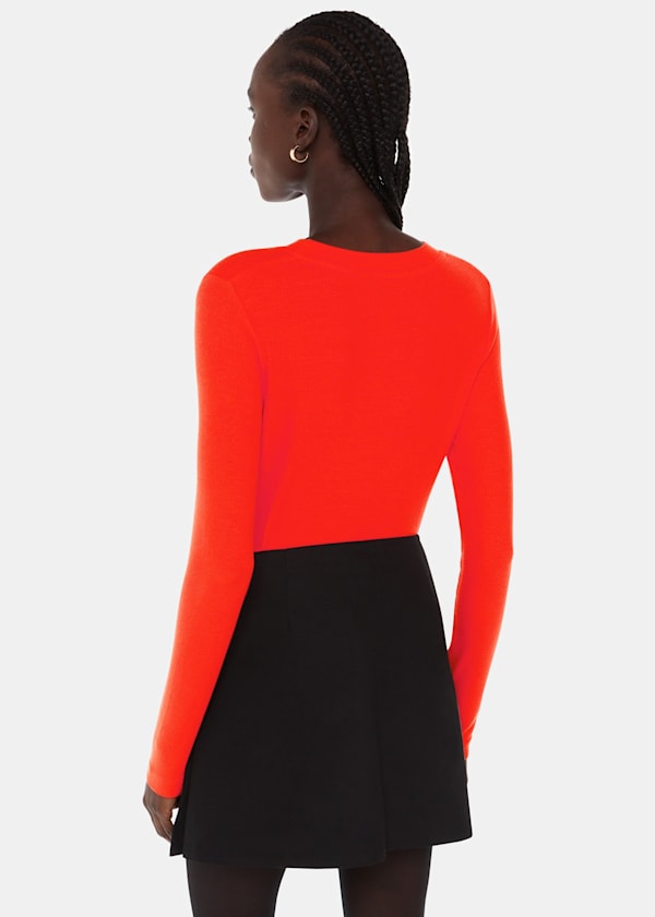 Red Essential Ribbed Crew Neck