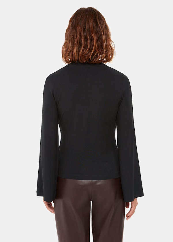 Black Wide Sleeve High Neck Top