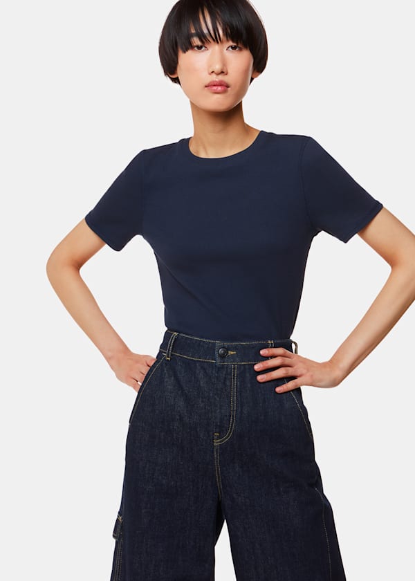 Navy Ultimate Rib Crew Neck T-Shirt