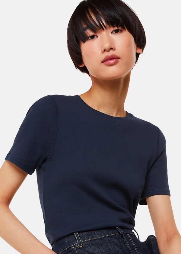 Navy Ultimate Rib Crew Neck T-Shirt