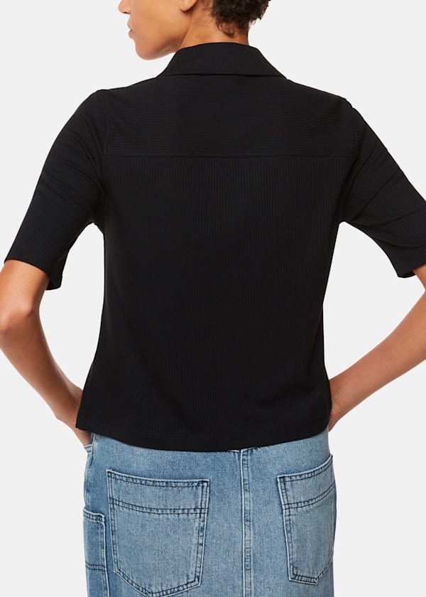 Black Grace Ribbed Polo