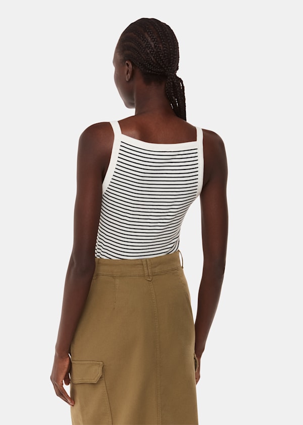 Ivory Straight Neck Stripe Vest