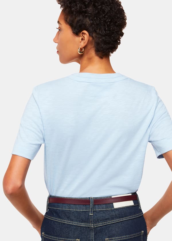 Pale Blue Rosa Double Trim T-Shirt