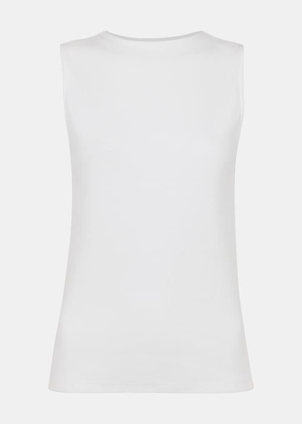 White High Neck Rib Detail Tee