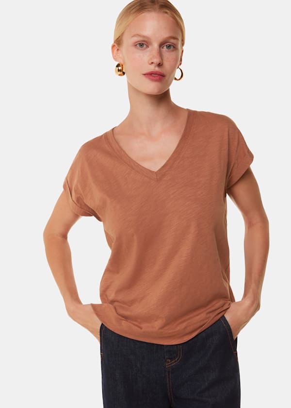 Willa V Neck Cap Sleeve Tee