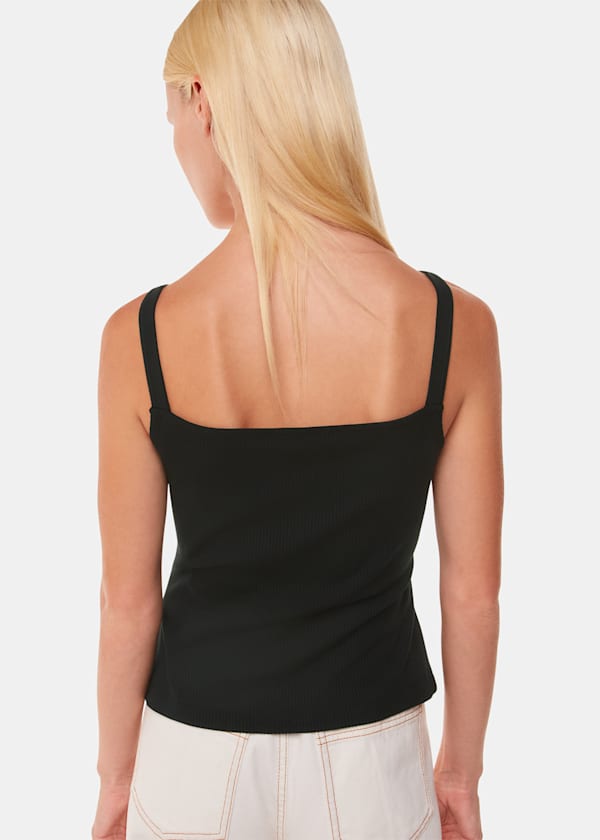 Black Strappy Button Through Vest