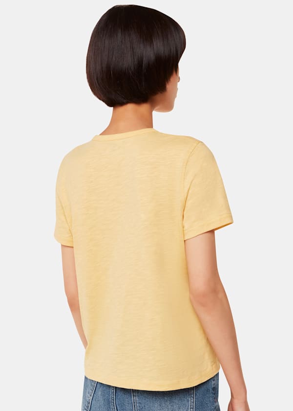 Yellow Isla Round Neck Button Tee