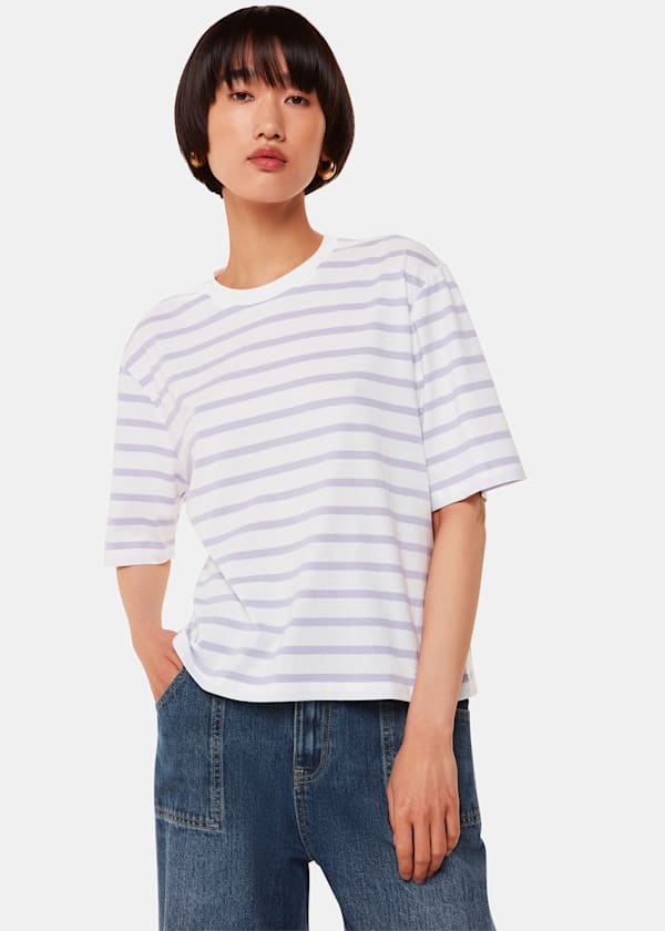 Lilac Stripe Short Sleeve Tee