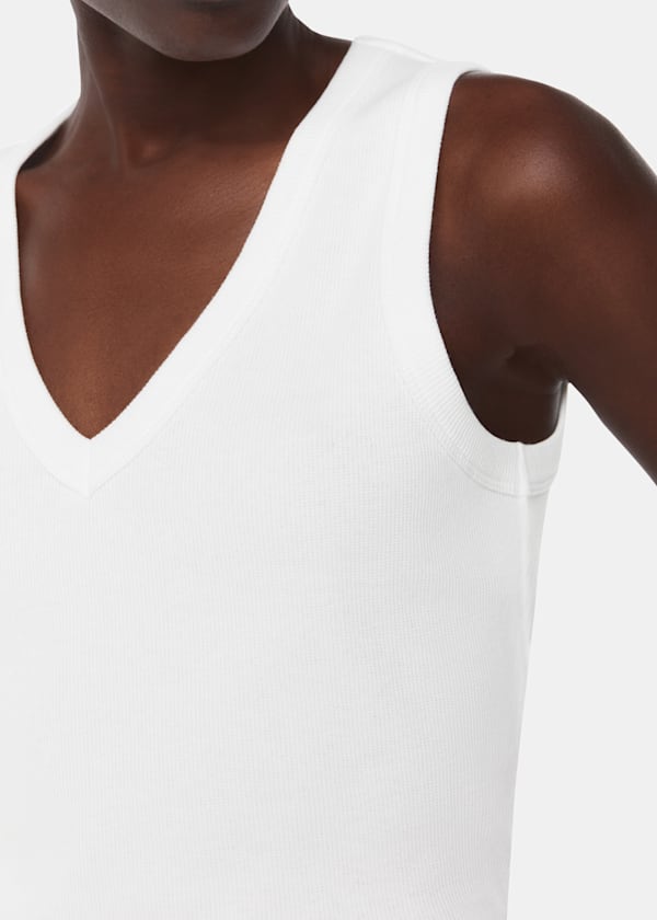 White Ellis V Neck Jersey Vest