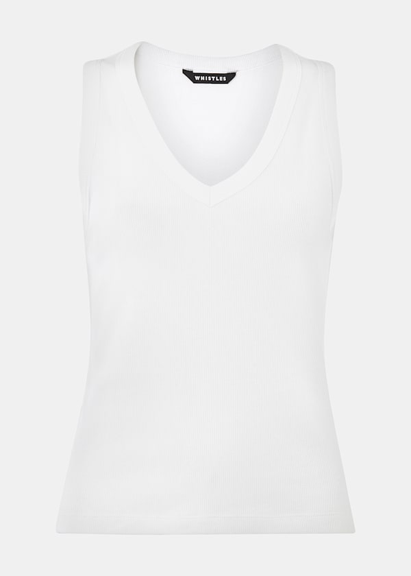 White Ellis V Neck Jersey Vest