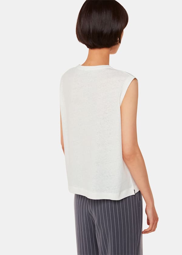 White Linen Button Front Tank