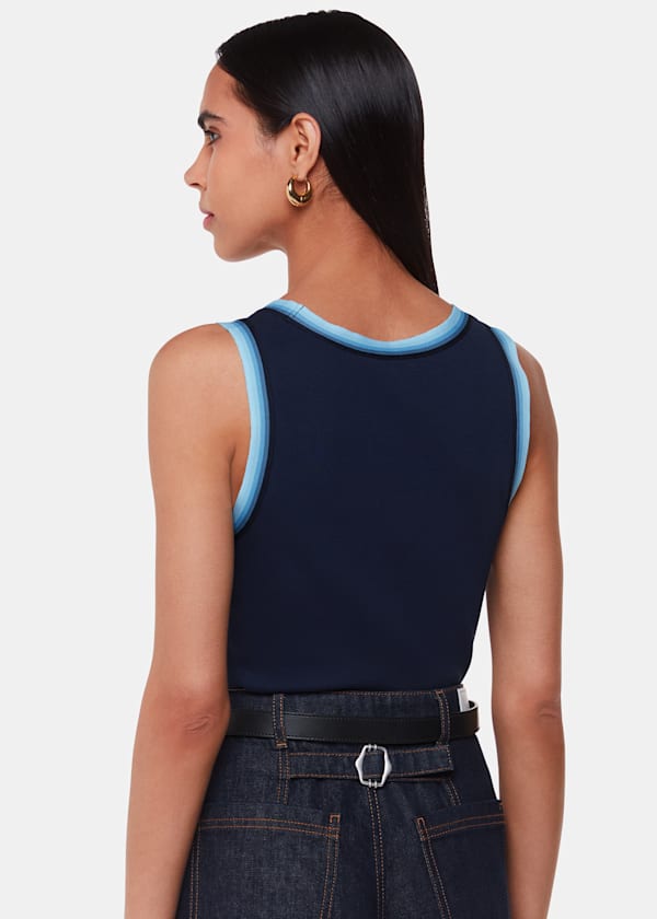 Navy Stripe Detail Vest